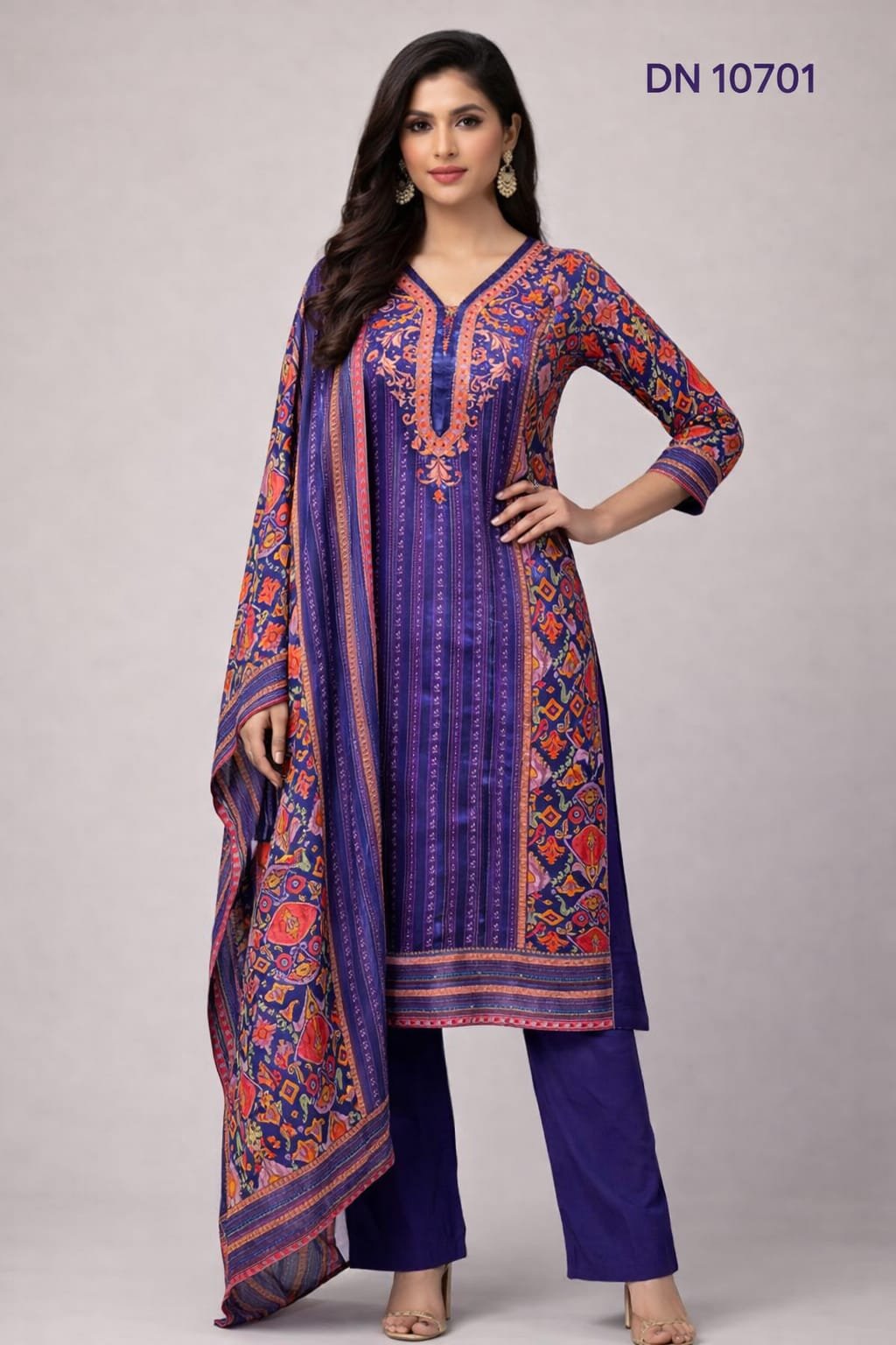 10701 AI 10701 Kurti Pant Dupatta - Image 1
