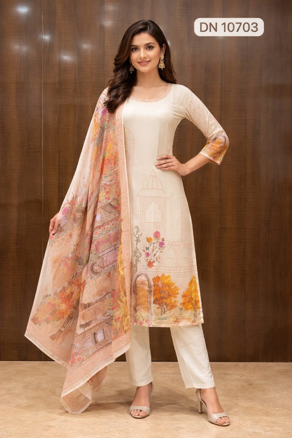 10703 AI 10703 Kurti Pant Dupatta - Image 1