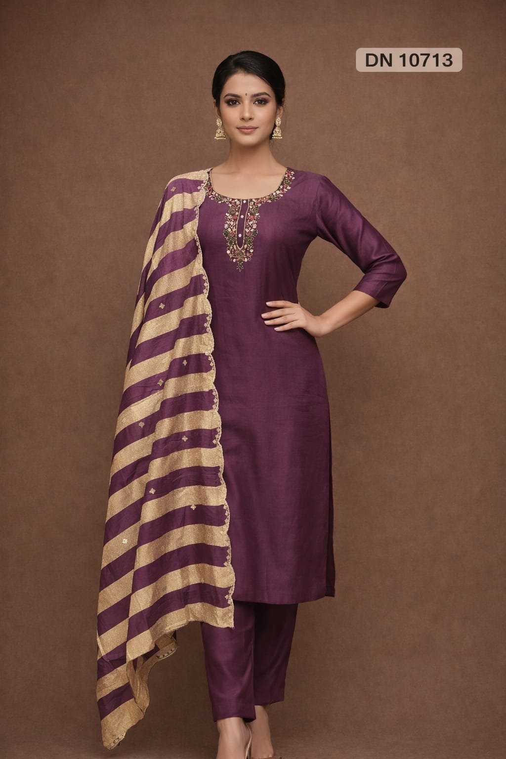 10713 AI 10713 Kurti Pant Dupatta - Image 1