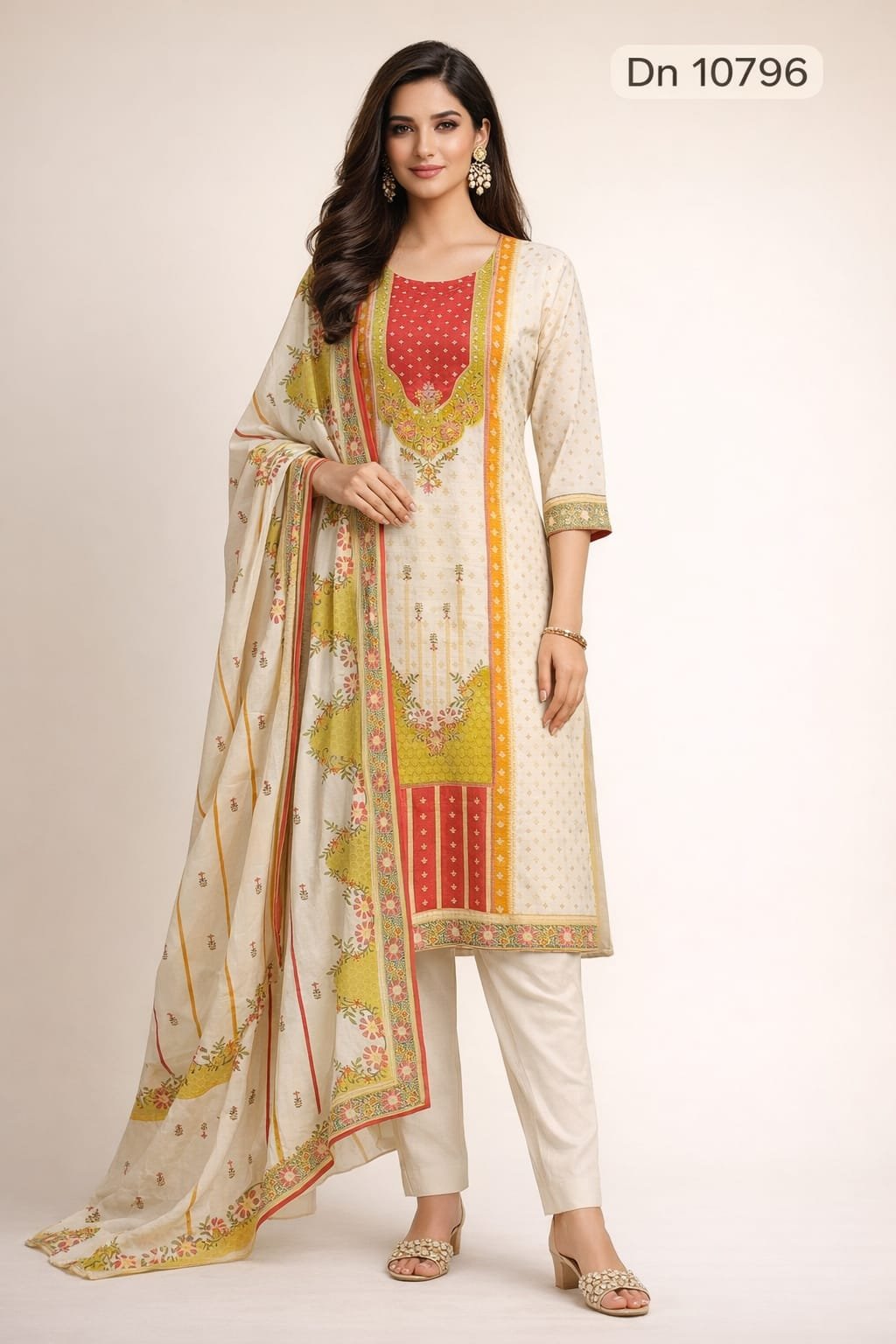 10796 AI 10796 Kurti Pant Dupatta - Image 1