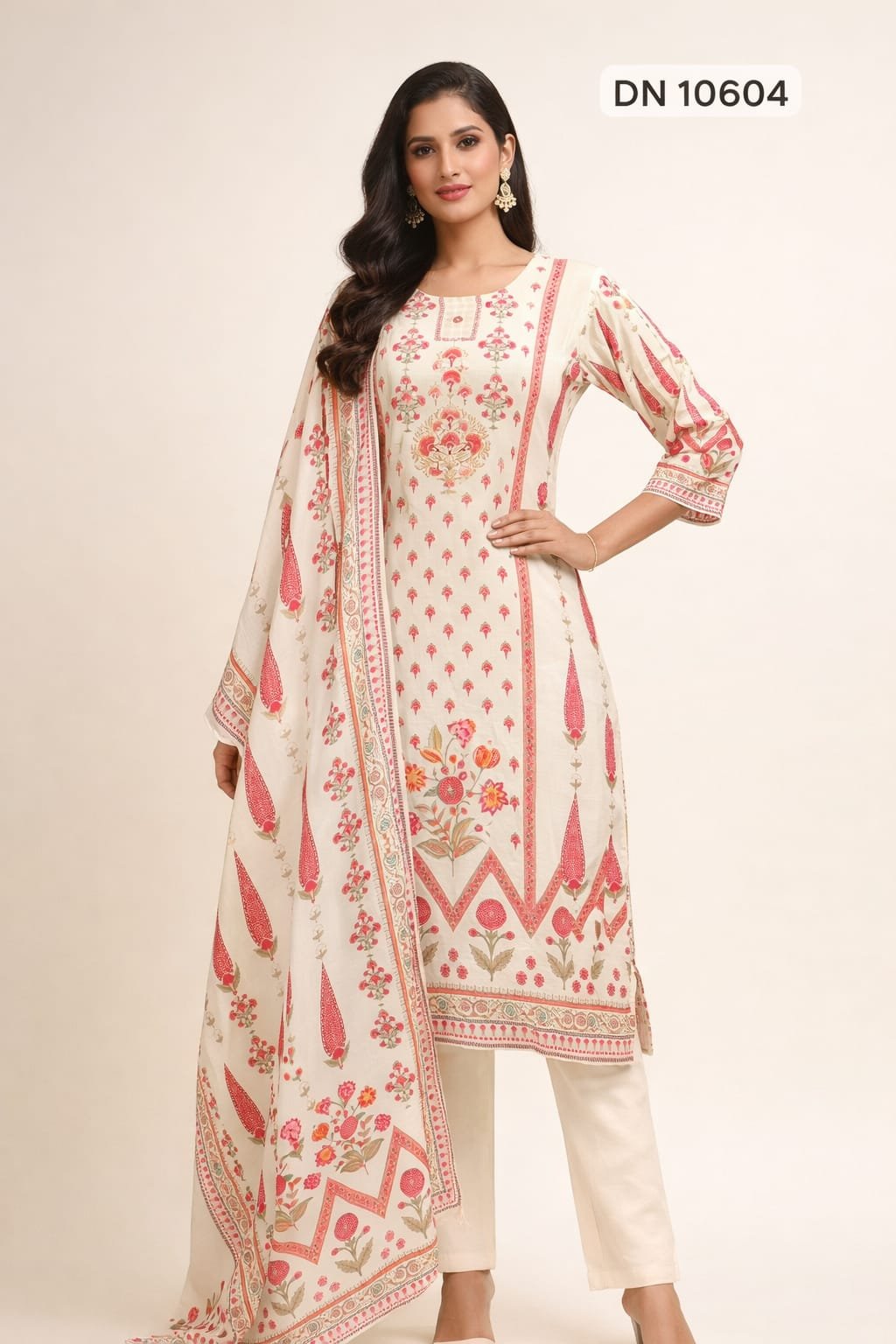 10604 AI 10604 Kurti Pant Dupatta - Image 1